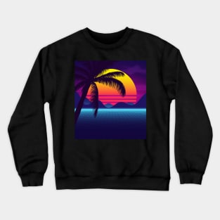 Classic Palm Tree Sunset Synthwave Crewneck Sweatshirt